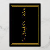 Caduceus Medical School Abschluss, Black/Gold Folieneinladung (Rückseite)