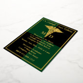 Caduceus Medical School Abschluss, grün/schwarz Folieneinladung (Gedreht)