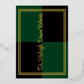 Caduceus Medical School Abschluss, grün/schwarz Folieneinladung (Rückseite)