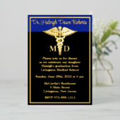 Caduceus Medical School Abschluss, Schwarz/Blau Folieneinladung (Stehend vorne)