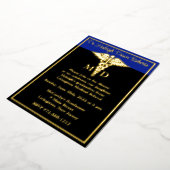 Caduceus Medical School Abschluss, Schwarz/Blau Folieneinladung (Gedreht)