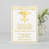 Caduceus Medical School Abschluss, White/Gold Folieneinladung (Stehend vorne)