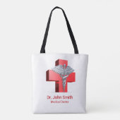 Caduceus Medical Silver 3D Cross Red Tasche (Rückseite)