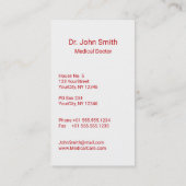 Caduceus Medical Silver 3D Cross Red Visitenkarte (Rückseite)