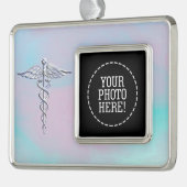 Caduceus Medical Symbol auf der Perlendekoration d Rahmen-Ornament Silber (Links)