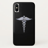 Caduceus Medical Symbol auf schwarz Case-Mate iPhone Hülle (Rückseite)