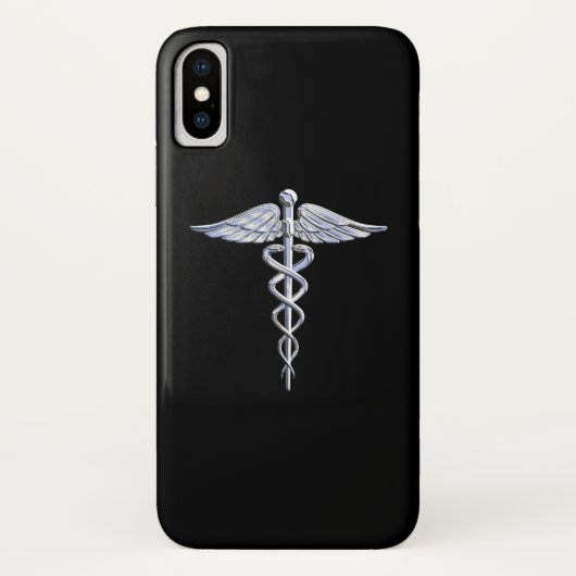 Caduceus Medical Symbol auf schwarz Case-Mate iPhone Hülle (Rückseite)