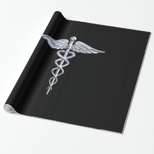 Caduceus Medical Symbol auf schwarz Geschenkpapier