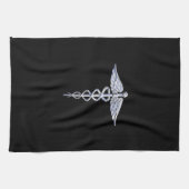 Caduceus Medical Symbol auf schwarz Geschirrtuch (Horizontal)