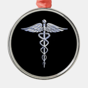 Caduceus Medical Symbol auf schwarz Ornament Aus Metall