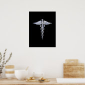 Caduceus Medical Symbol auf schwarz Poster (Küche)