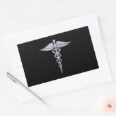 Caduceus Medical Symbol auf schwarz Rechteckiger Aufkleber (Umschlag)