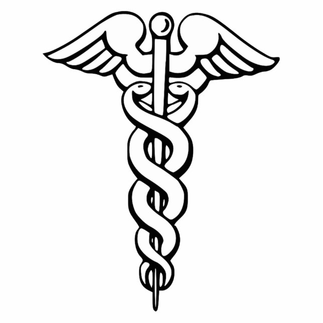 Caduceus Medical Symbol Freistehende Fotoskulptur (Vorne)