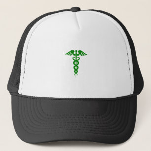 Caduceus Medical Symbol Green Truckerkappe