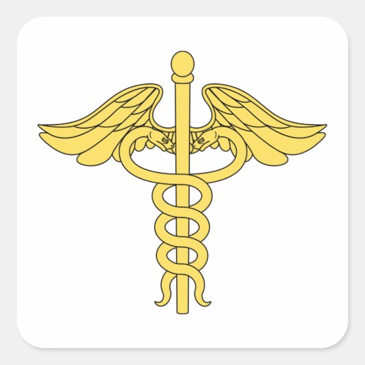 Caduceus Medical Symbol Quadratischer Aufkleber (Vorderseite)