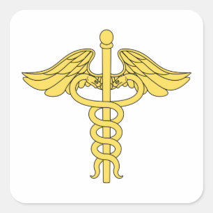 Caduceus Medical Symbol Quadratischer Aufkleber