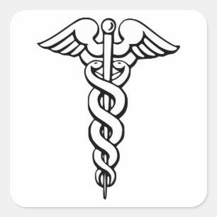 Caduceus Medical Symbol Quadratischer Aufkleber