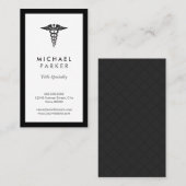Caduceus Medical Symbol - Retro Black and White Visitenkarte (Vorne/Hinten)