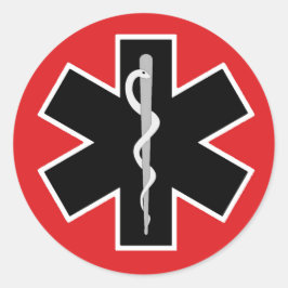 Caduceus Medical Symbol (Rot-Weiß-Schwarz) Runder Aufkleber