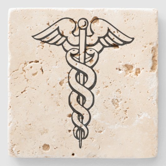Caduceus Medical Symbol Steinuntersetzer (Vorderseite)
