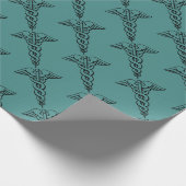 Caduceus-medizinisches Symbol aquamariner Geschenkpapier (Ecke)