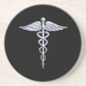 Caduceus-medizinisches Symbol auf Schwarzem Getränkeuntersetzer (Vorne)