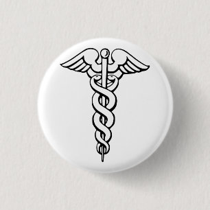 Caduceus Medizinisches Symbol Button