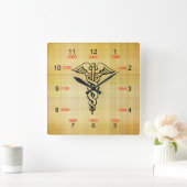 Caduceus militärische Zeitmauer Quadratische Wanduhr (Zuhause)