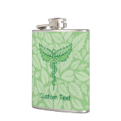 Caduceus mit Blätter Background Flask Flachmann (Links)