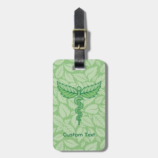 Caduceus mit Blätter Background Gepäckmarke Gepäckanhänger (Vorderseite vertikal)