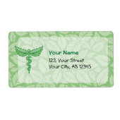 Caduceus mit Blätter Background Label (Vorne)