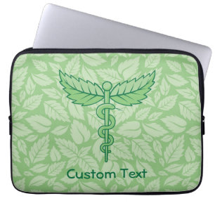 Caduceus mit Blätter Background Laptop-Sieb Laptopschutzhülle