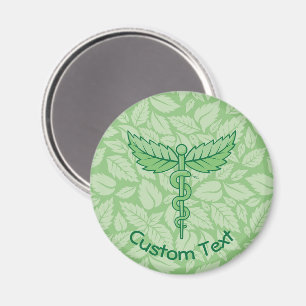 Caduceus mit Blätter Background Magnet