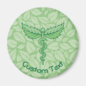 Caduceus mit Blätter Background Magnet (Vorne)