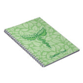 Caduceus mit Blätter Background Notebook Notizblock (Rechte Seite)