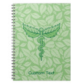 Caduceus mit Blätter Background Notebook Notizblock (Vorderseite)
