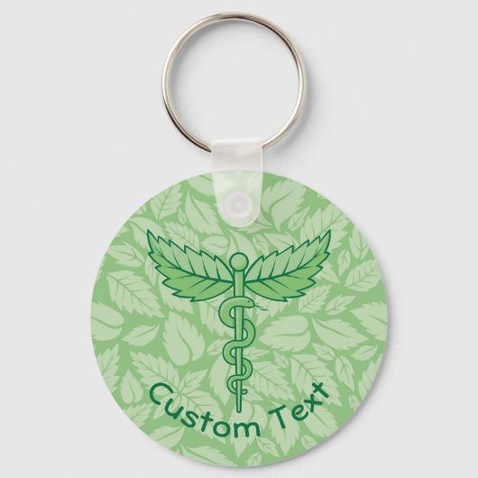 Caduceus mit Blätter Background Schlüsselanhänger (Vorderseite)