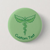 Caduceus mit Blätter Button (Vorderseite)