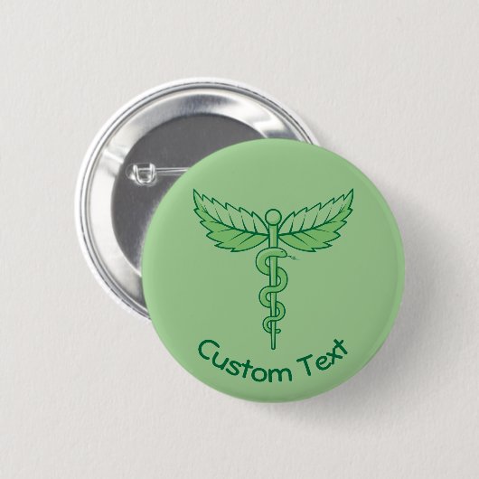 Caduceus mit Blätter Button (Vorne & Hinten)