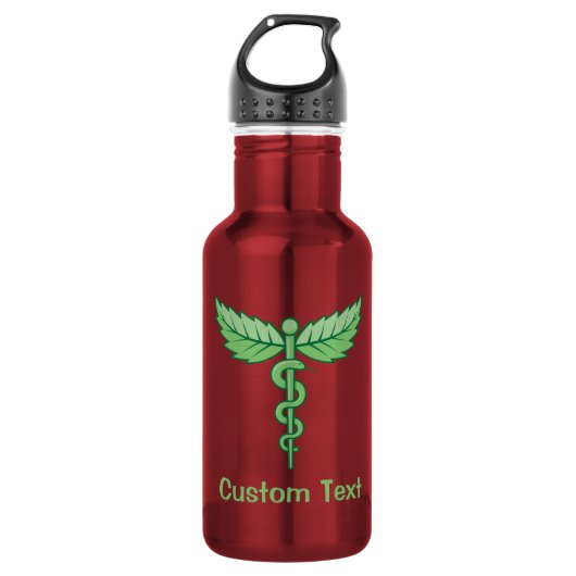 Caduceus mit Blätter Edelstahlflasche (Vorderseite)