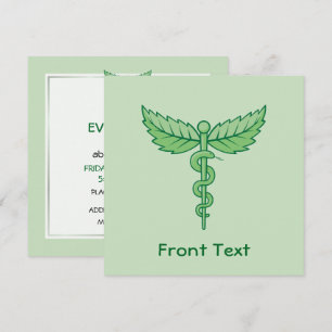 Caduceus mit Blätter Einladung