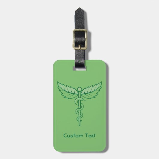Caduceus mit Blätter Gepäckanhänger (Vorderseite vertikal)