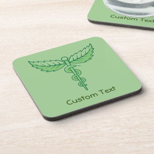 Caduceus mit Blätter Getränkekappe Getränkeuntersetzer (Linke Seite)