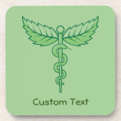Caduceus mit Blätter Getränkekappe Getränkeuntersetzer (Vorderseite)