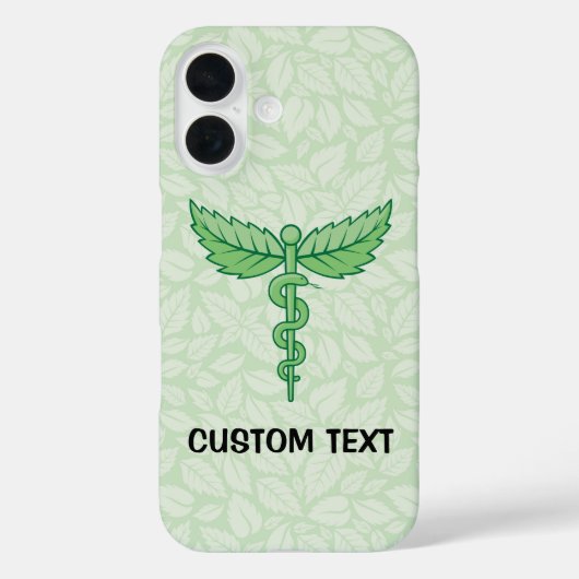 Caduceus mit Blätter Hintergrund Case-Mate iPhone Hülle (Rückseite)