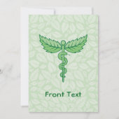 Caduceus mit Blätter Hintergrund Einladung (Vorderseite)
