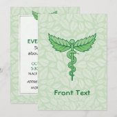 Caduceus mit Blätter Hintergrund Einladung (Vorne/Hinten)