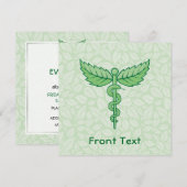Caduceus mit Blätter Hintergrund Einladung (Vorne/Hinten)