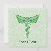 Caduceus mit Blätter Hintergrund Einladung (Vorderseite)