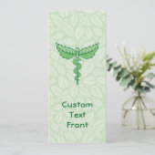Caduceus mit Blätter Hintergrund Einladung (Stehend Vorderseite)